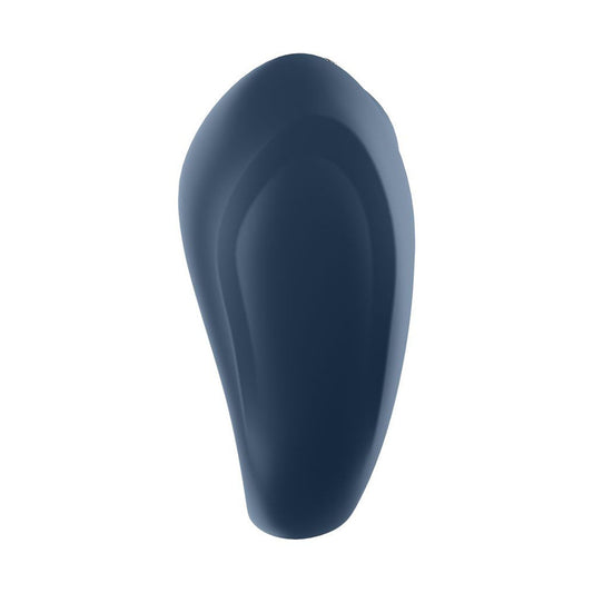 Close-up on a blue satisfyer pro strong one cock ring vibrator, perfect for love play.