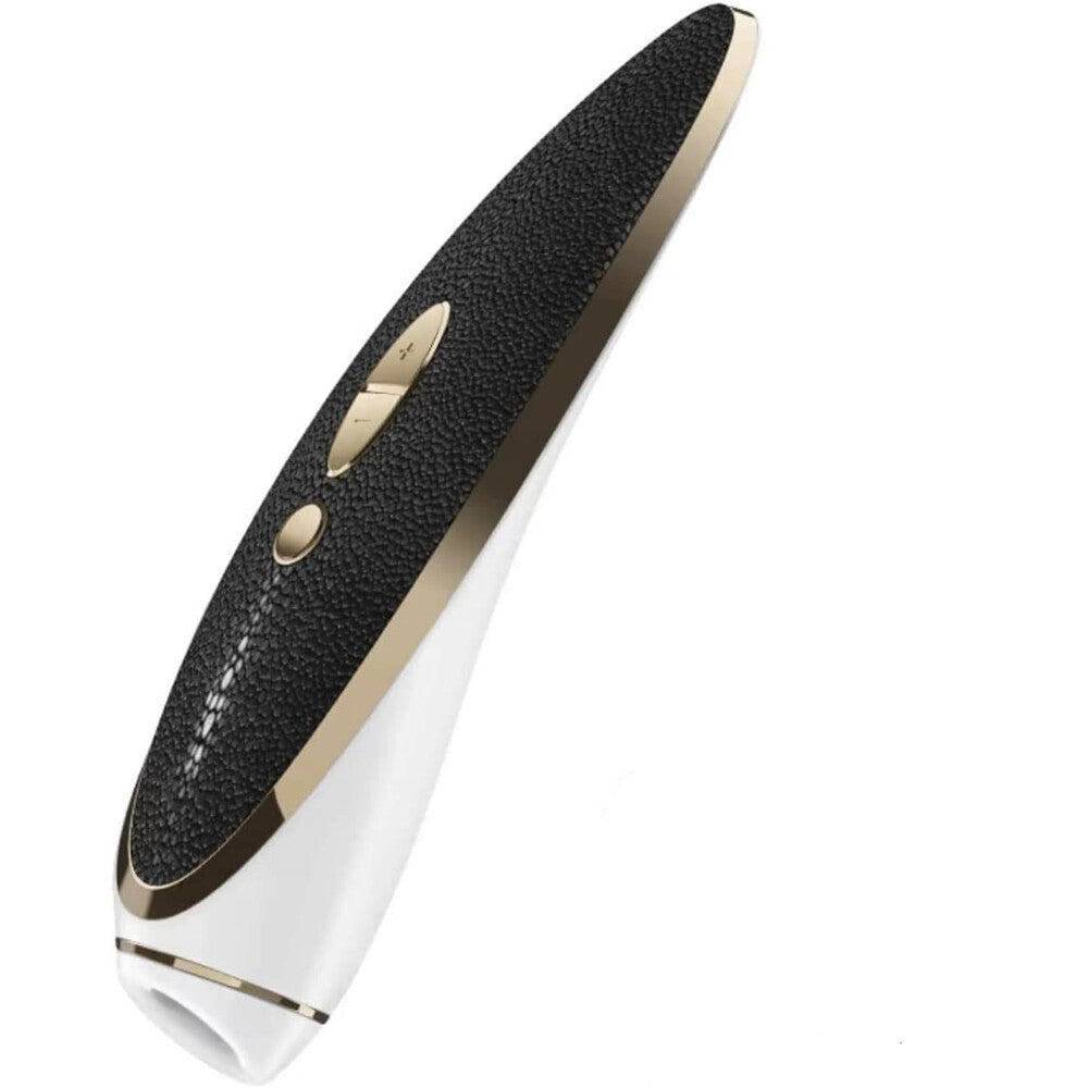 The Satisfyer Luxury Haute Couture clitoral massager in a smooth, sleek design for intimate pleasure.