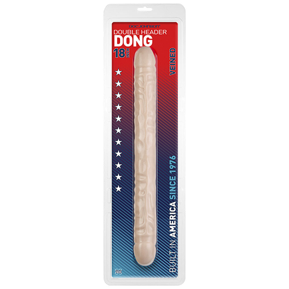 Doc Johnson double header veined dong, 18 inches, flesh coloured, for pleasure.