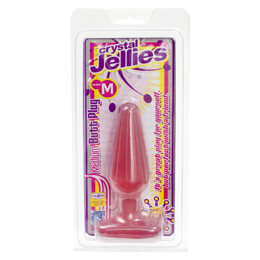 Medium pink crystal jelly butt plug from Doc Johnson for anal pleasure.