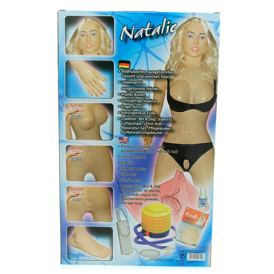 You2Toys Natalie love doll with realistic features, pale skin, and soft, tactile finish.