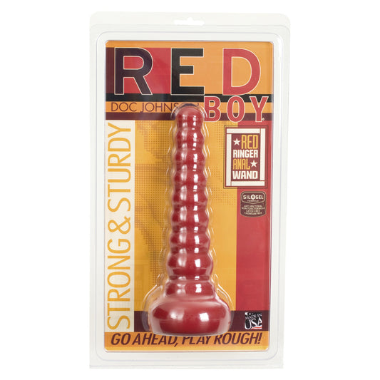 Red anal wand butt plug with smooth finish, ideal for anal probes.