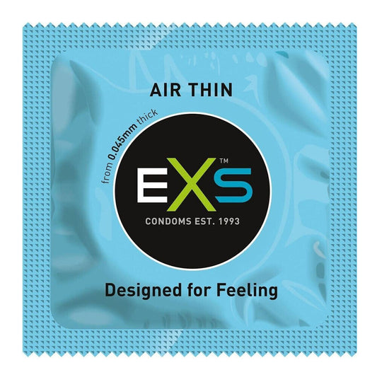 Exs air thin condoms in a pack of twelve, ultra thin protection for intimacy.