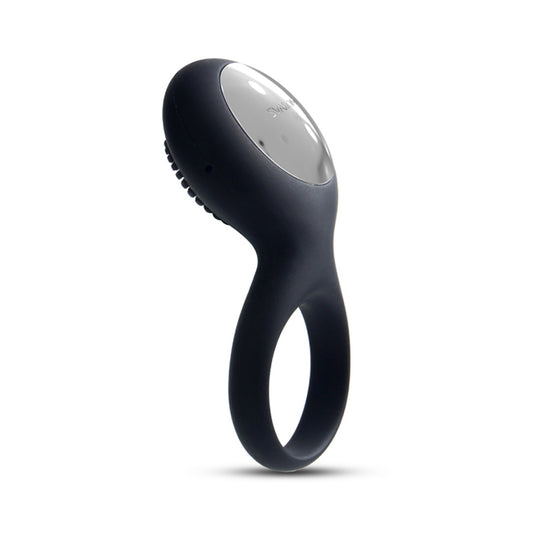 svakom tyler love ring vibrator, a textured, black silicone pleasure toy for enhanced intimacy.