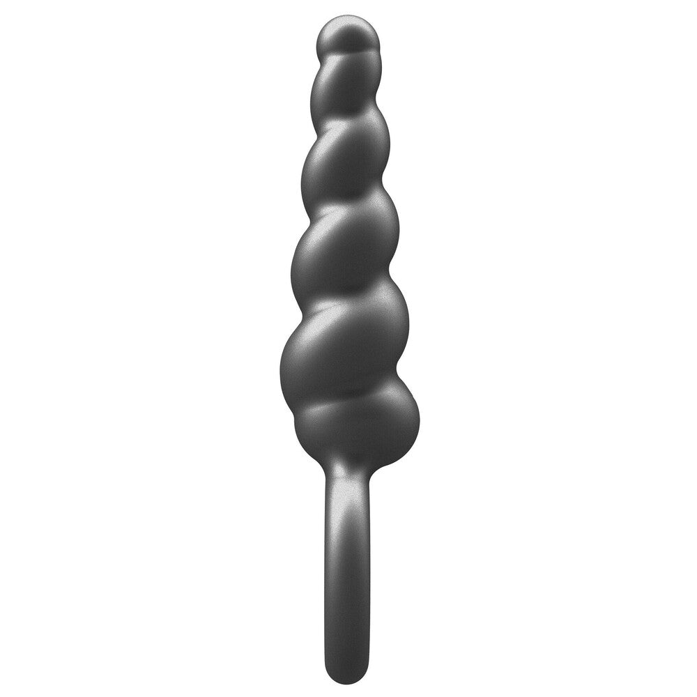 Metallic silicone butt plug with a screw design for anal play, from toy joy sex toys.