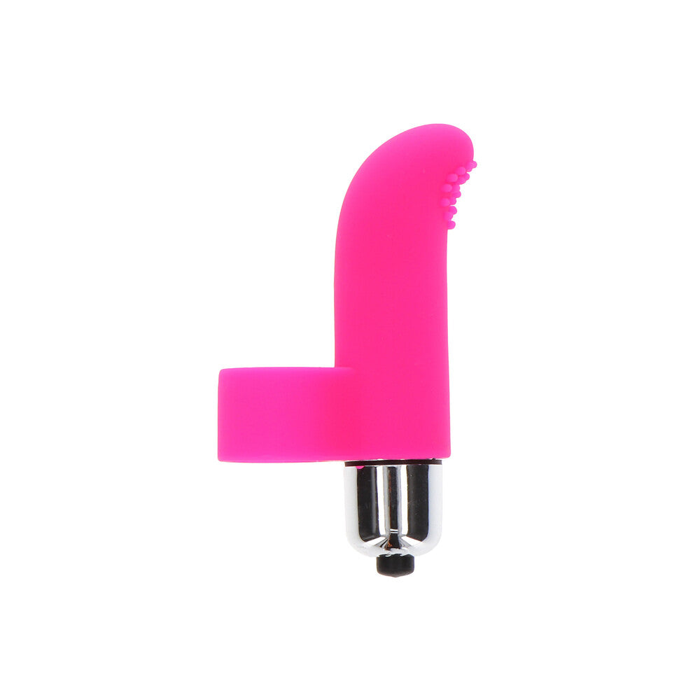 ToyJoy Tickle Pleaser finger vibe: a small, purple silicone vibrator for tickling pleasure.