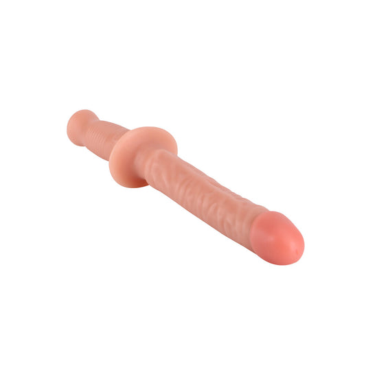 Flesh pink penis vibrator by toy joy, 14.5 inches, realistic texture for intimate use.