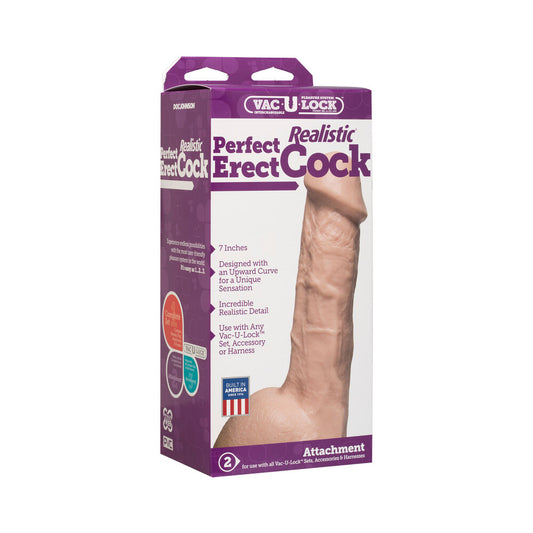 Doc Johnson vac-u-lock flesh pink cock attachment dildo, seven inches, for adult use.