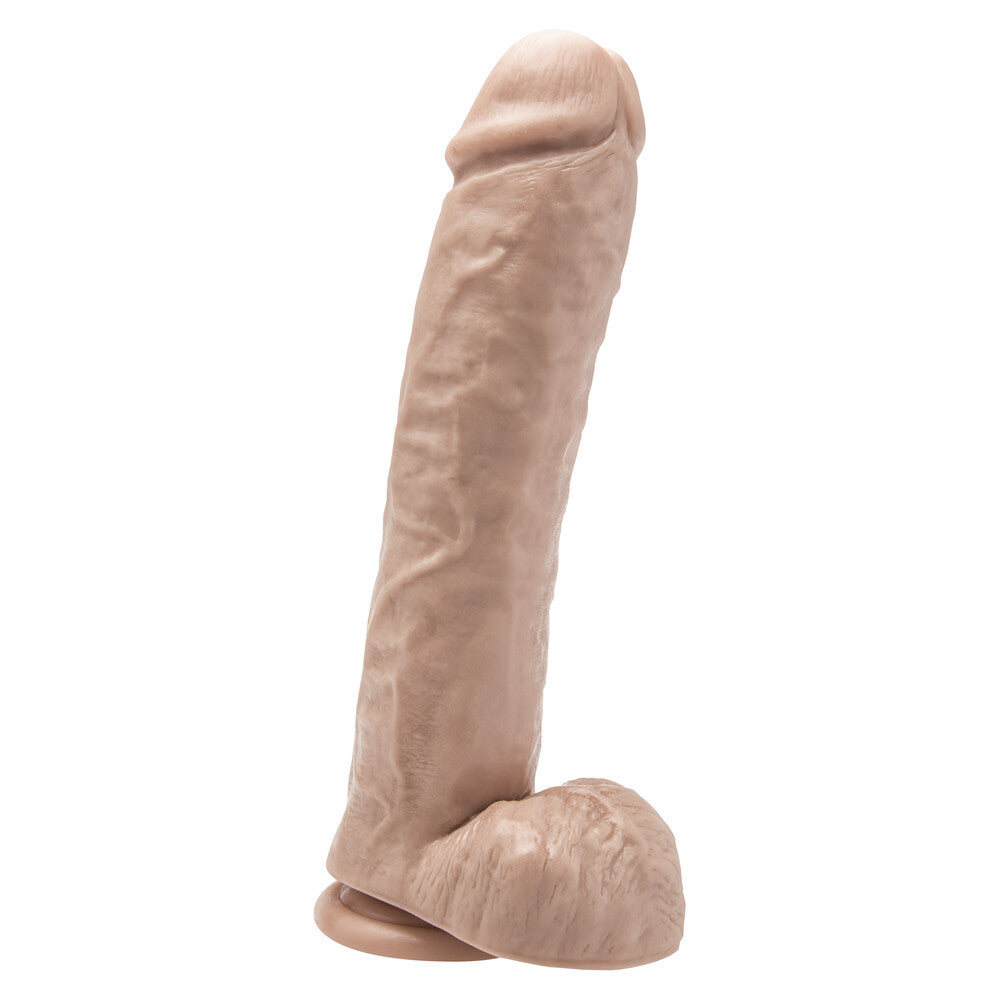Flesh pink, eleven-inch 'get real' dong with testicles from toy joy sex toys.