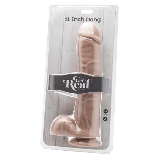 Flesh pink, eleven inch realistic penis dildo with balls, from toy joy sex toys.