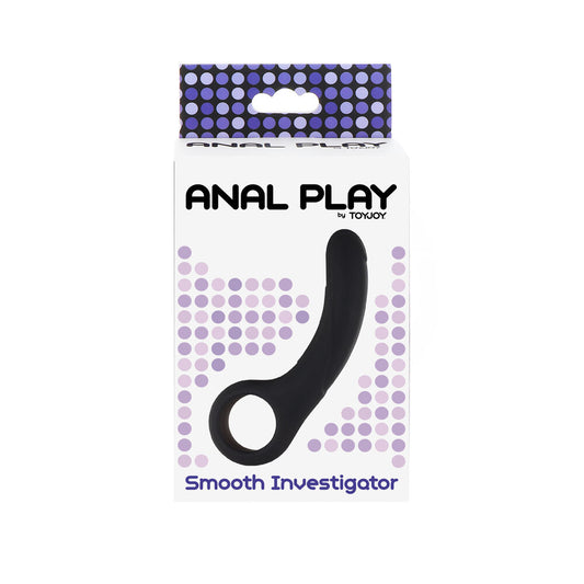 Black anal probe for prostate massage, a smooth and discreet sex toy.