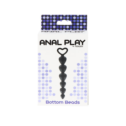Black anal beads for bottom play from toy joy, a string of smooth spheres.