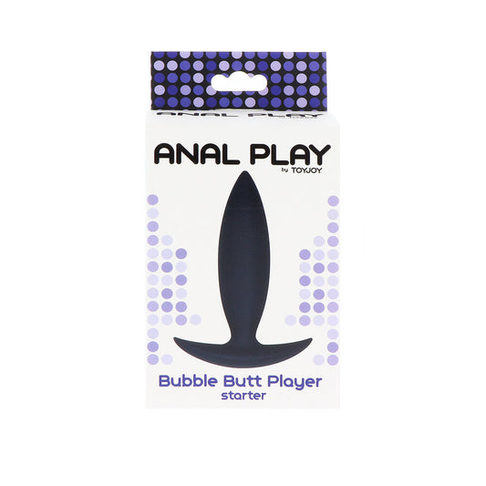 black bubble butt plug for anal play, a smooth and playful toy for beginners.