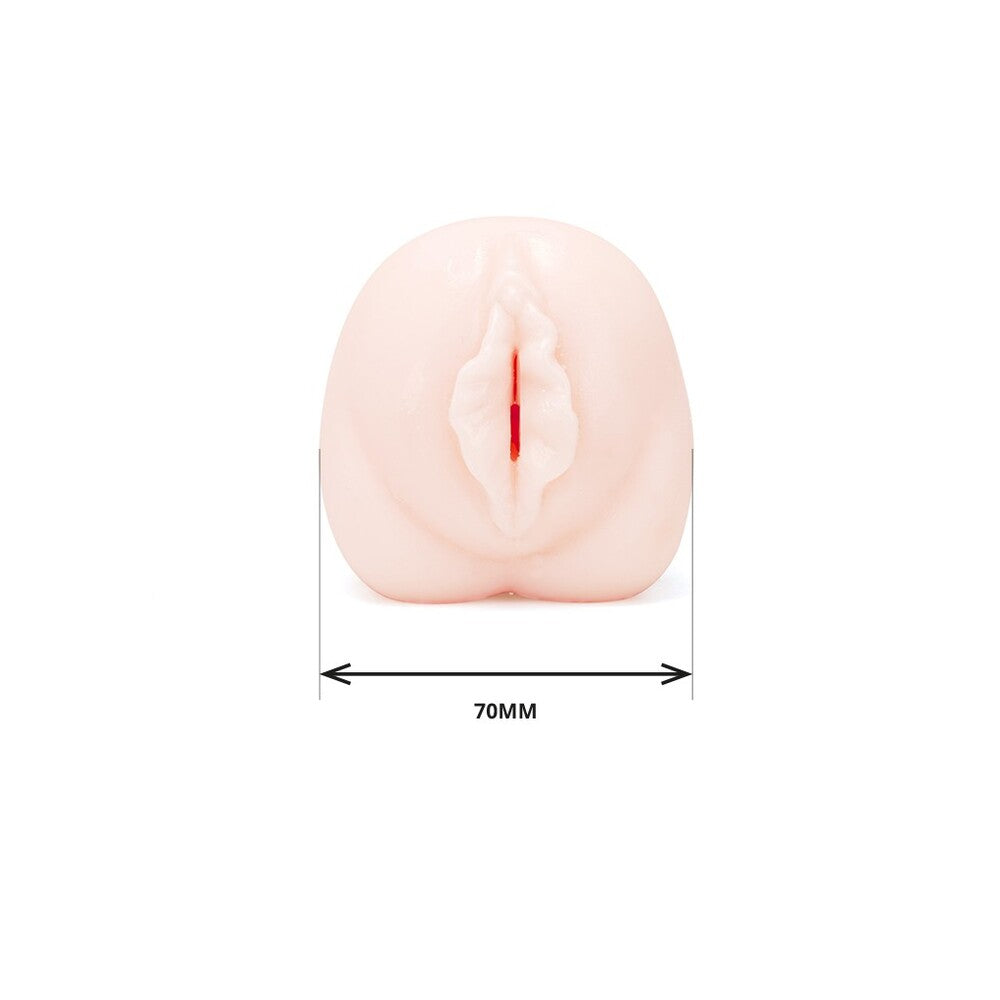 Tamashii orgasm masturbator, flesh-toned silicone with internal textures for a pleasurable experience.