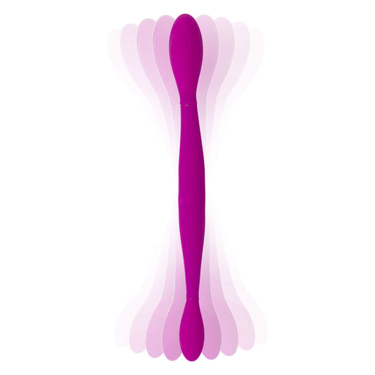 Two-ended dildo in a figure-eight shape, probably silicone, for partnered pleasure.
