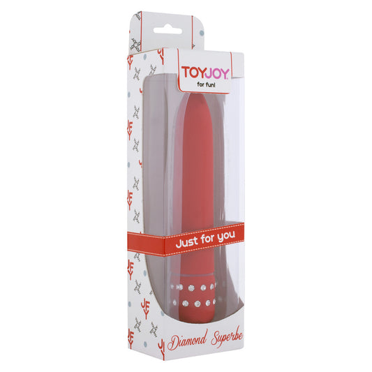 A shiny, petite, diamond-red vibrator from Toy Joy Sex Toys. Perfect for discreet fun.