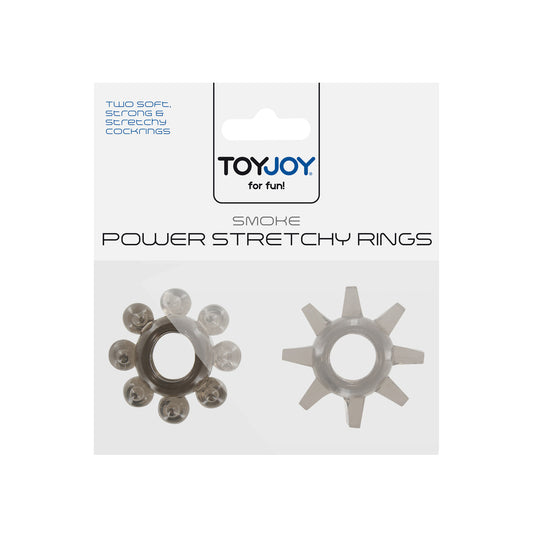 Two grey stretchy cock rings from Toy Joy Sex Toys – love rings for added pleasure.