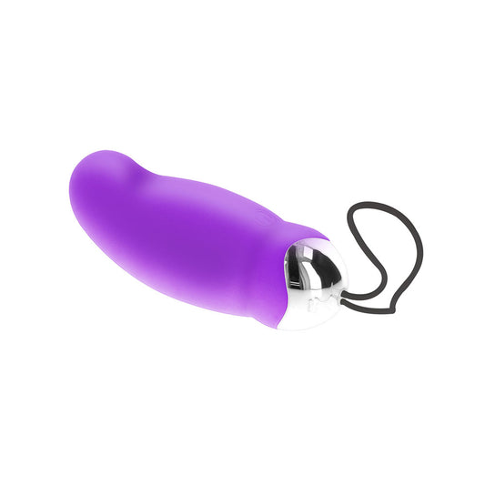 Close-up of a smooth, egg-shaped, vibrating sex toy, designed for internal pleasure.
