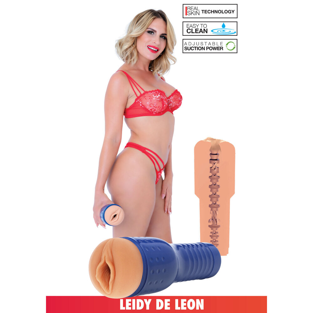 Private Leidy De Leon masturbator, realistic pink pussy design for solo male pleasure.