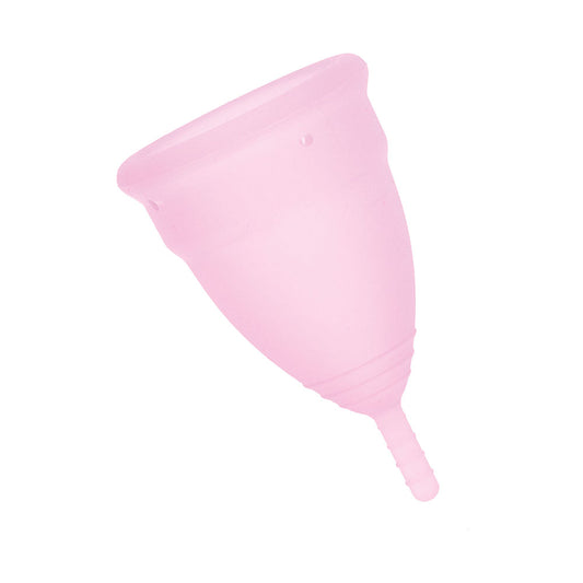 Two small menstrual cups by Mae B, likely silicone, for period protection during personal hygiene routines.