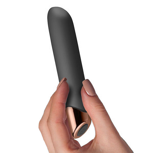 Rocks Off Chaiamo black rechargeable vibrator, a smooth, ergonomic design for intimate pleasure.