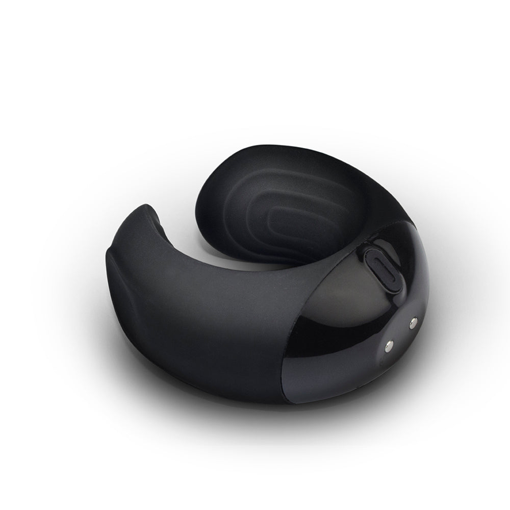 Black vibrating rocks off echo masturbator with textured interior, designed for solo male pleasure.