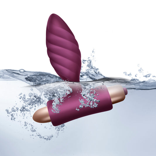 A twisted, purple vibrating buttplug from Rocks Off, designed for intense anal pleasure.