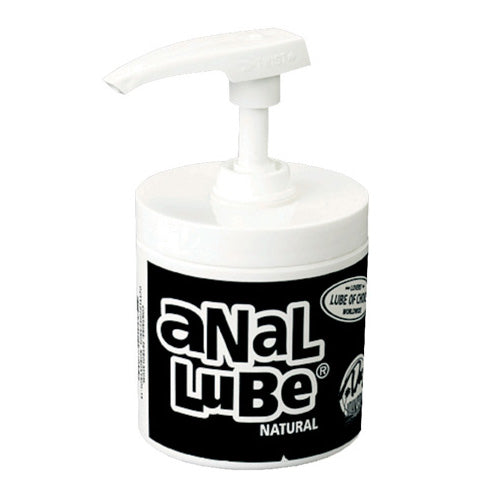 Doc Johnson anal lubricant in a clear pump dispenser bottle, ready for use.