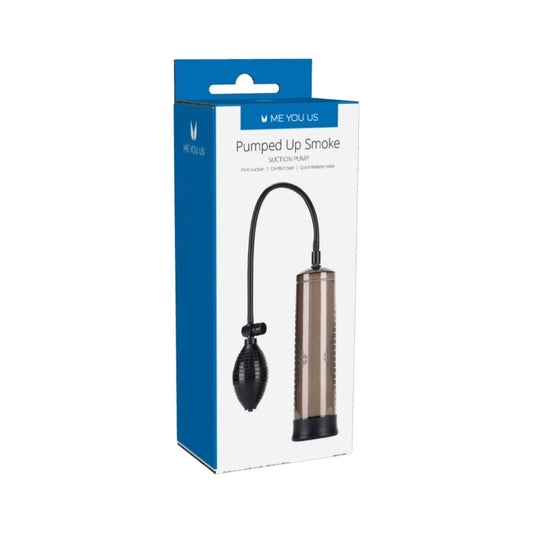 me you us pumped up smoke penis pump made of clear plastic for enhanced pleasure