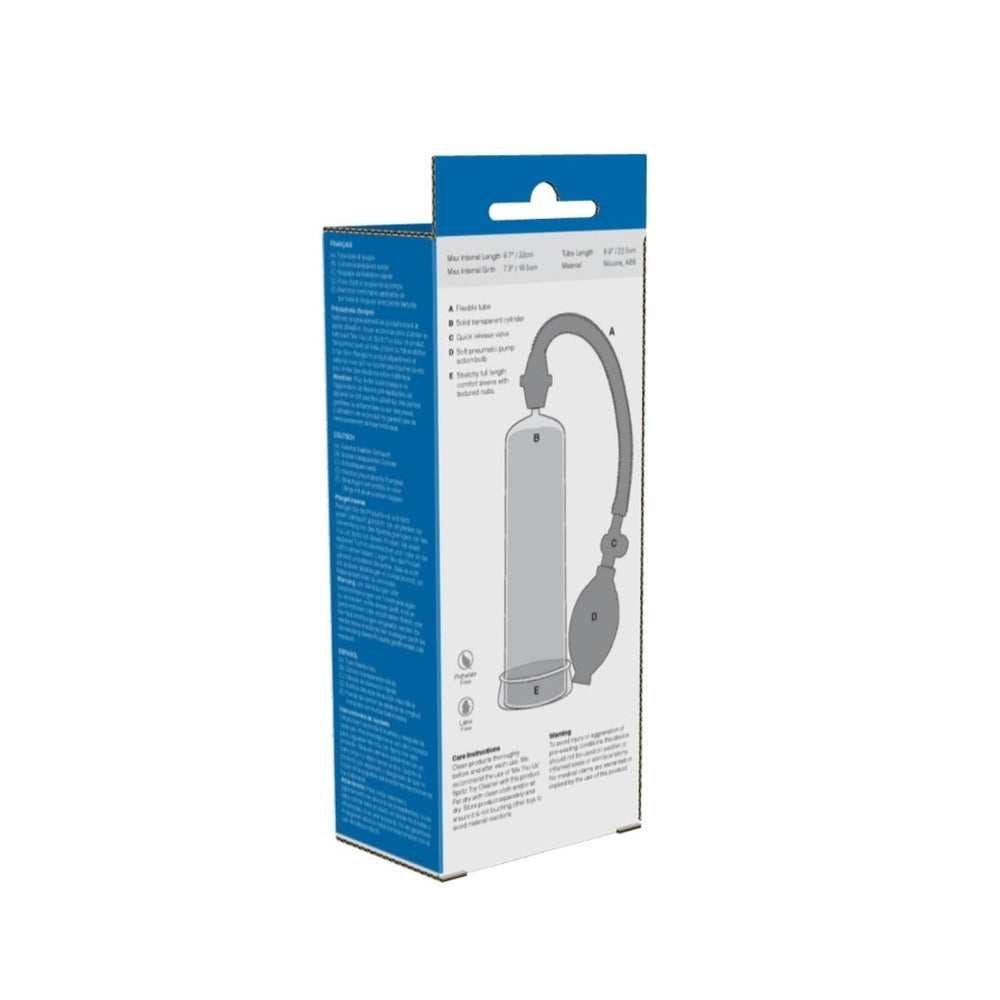 Me You Us penis pump in grey, a smoking pleasure device for pumped-up thrills.