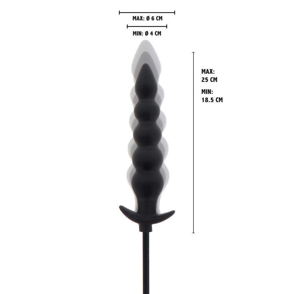 Inflatable ribbed anal plug in dark grey, part of the Hidden Desire range.