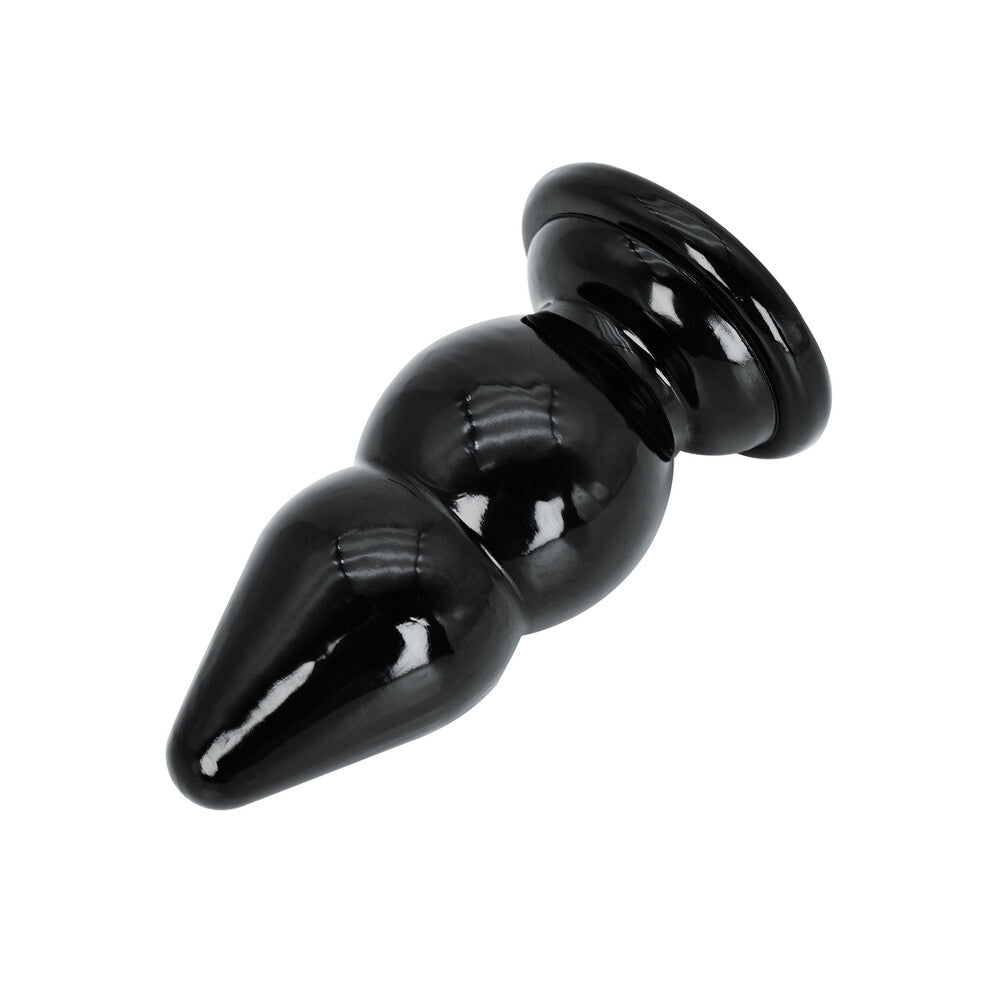 Hidden Desire extreme balls butt plug in a shiny silver-tone finish, six point six inches.