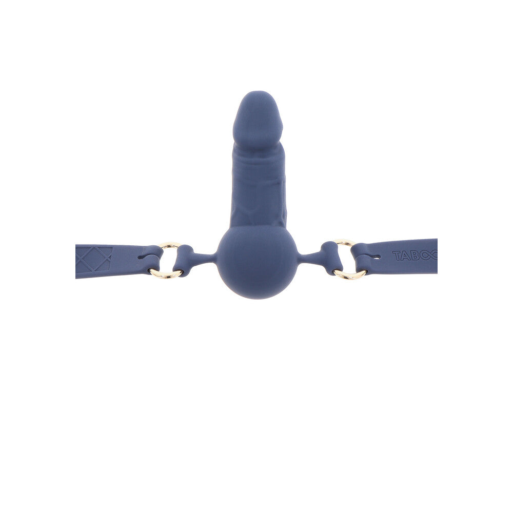 Black silicone ball gag with an open mouth design, a kinky essential for playful domination.