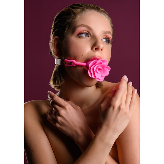 rosy pink rubber ball gag from toy joy sex toys, a cheeky accessory.