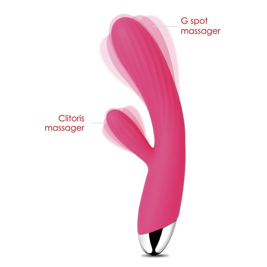 Svakom angel vibrator in pale pink with clitoral stimulator, designed for warming pleasure.
