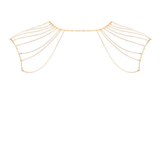 Bijoux Indiscrets Magnifique shoulder jewellery in gold, a glamorous body chain.