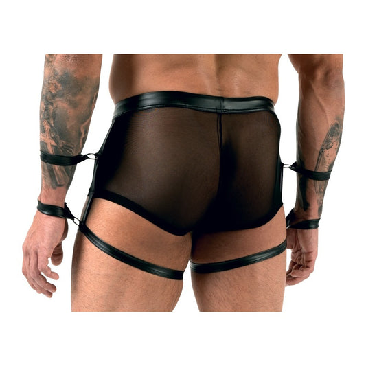 nek svenjoyment pants with arm restraints for males, appearing comfortable and stylish.