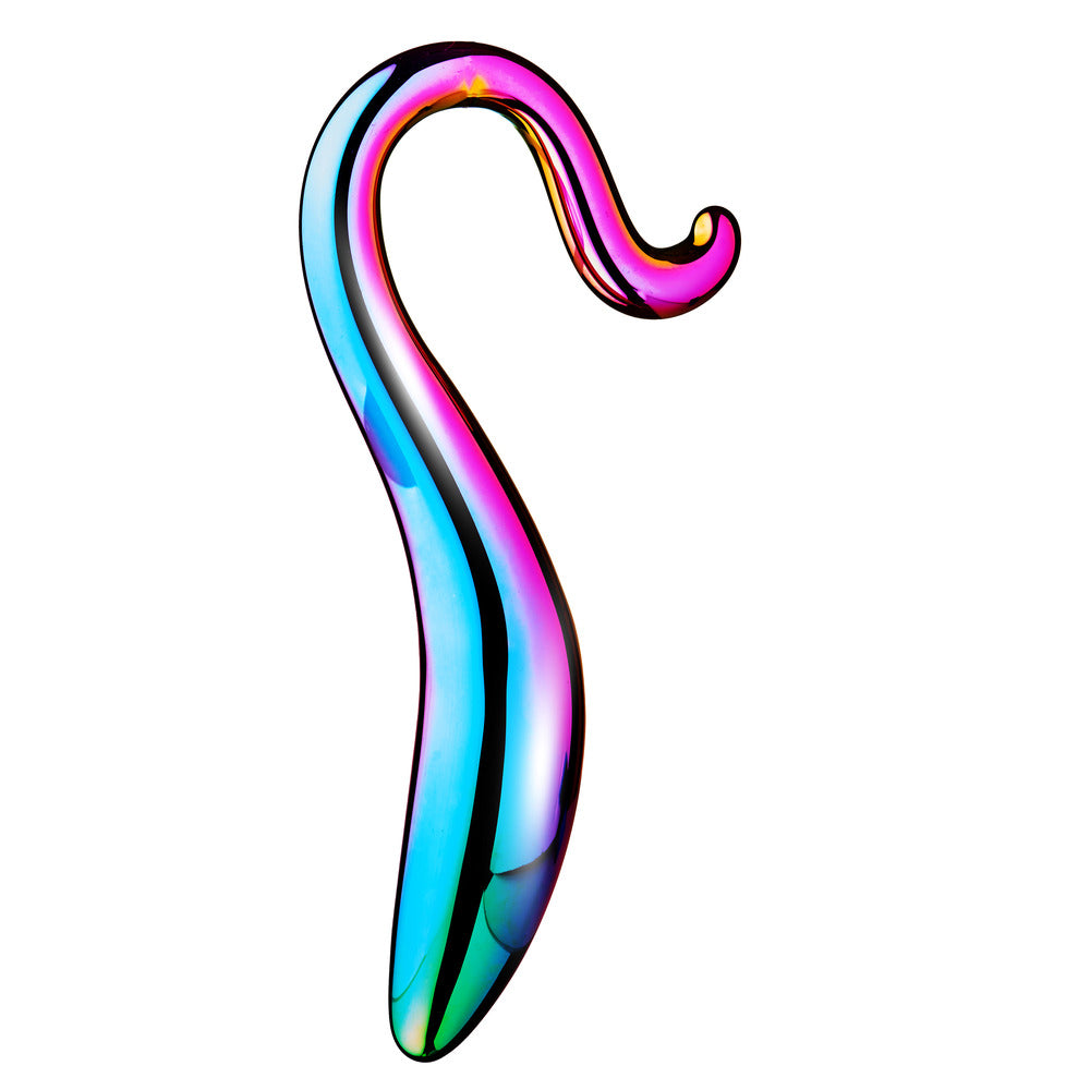 elegant curved glass dildo with a smooth, polished finish, for intimate pleasure