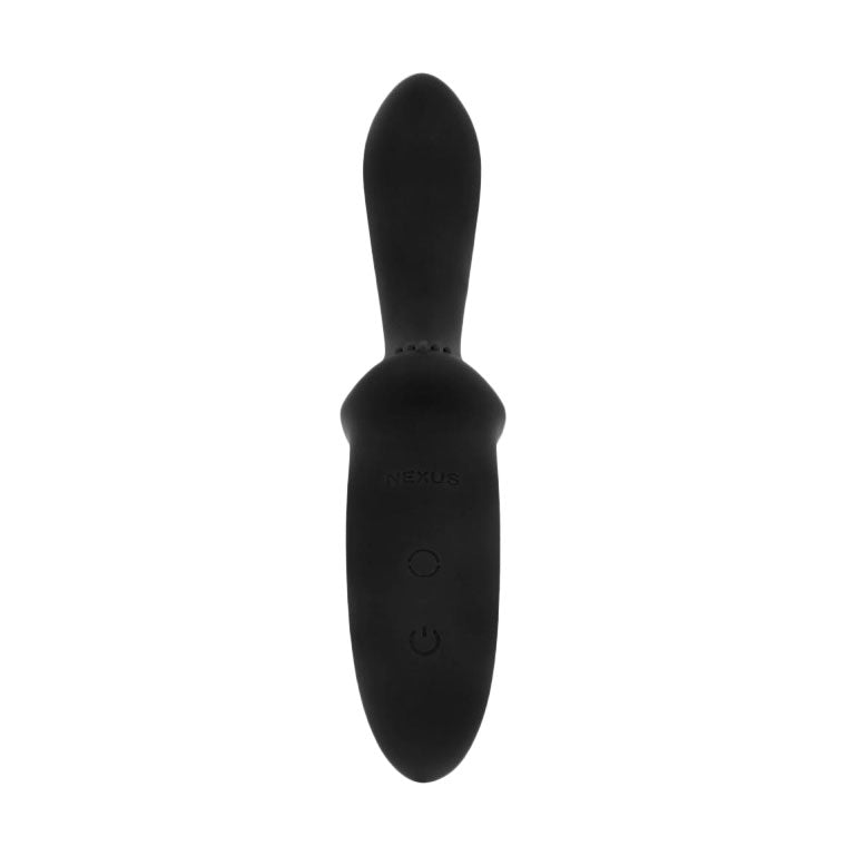 Nexus prostate probe, rotating sceptre design, silver-tone finish, for internal pleasure stimulation.