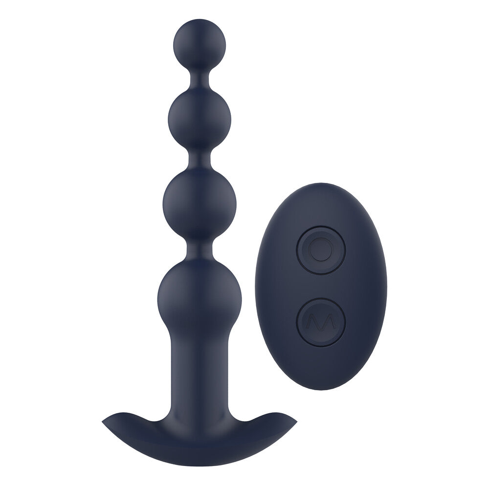 dream toys apollo vibrating anal beads, remote controlled for hands-free pleasure, smooth silicone finish