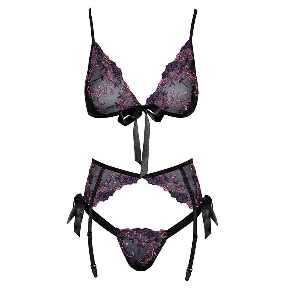 Kissable embroidered floral bra set, delicate flowers on a pretty, supportive lingerie set.