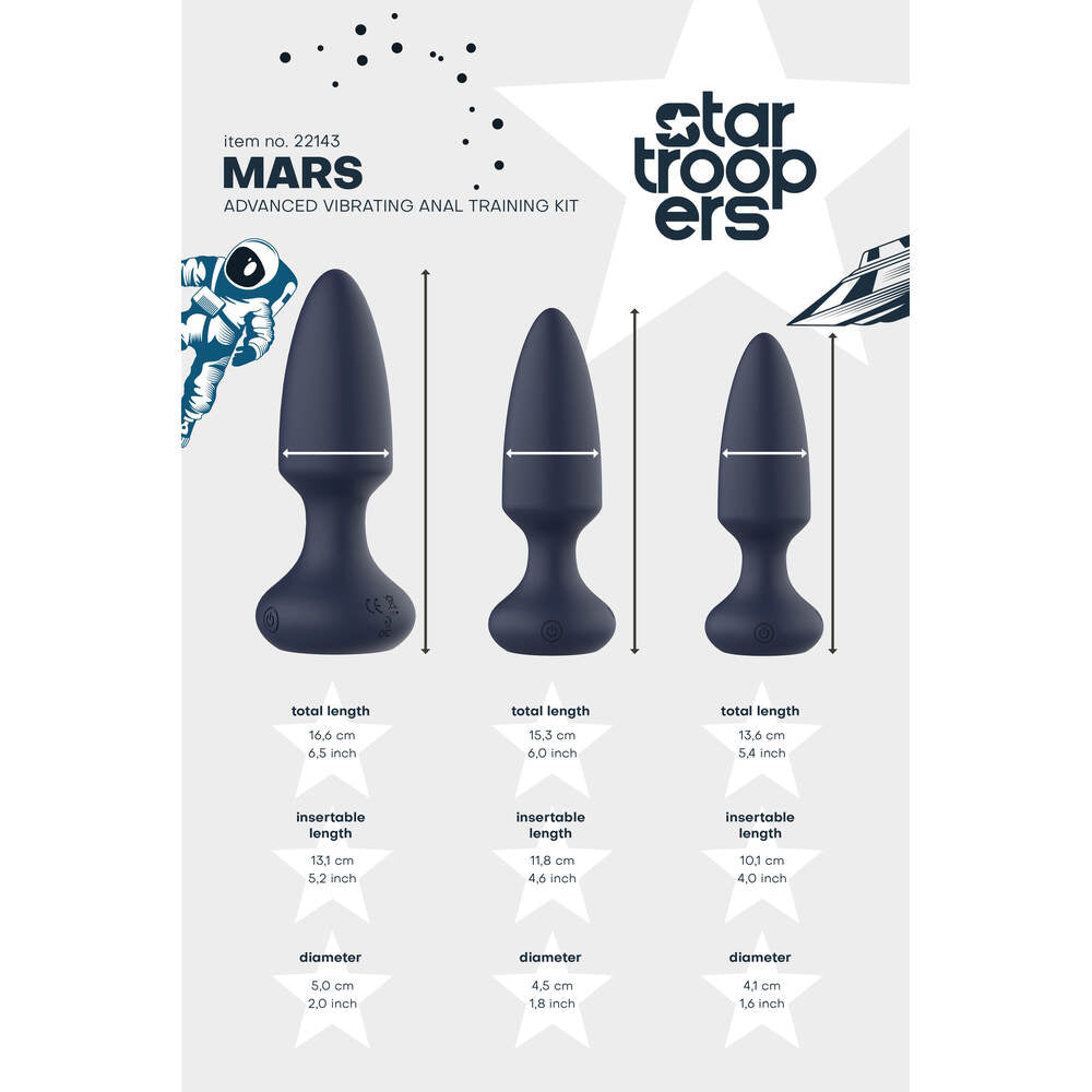 Dream Toys Startroopers Mars vibe kit, purple silicone butt plug with remote control.