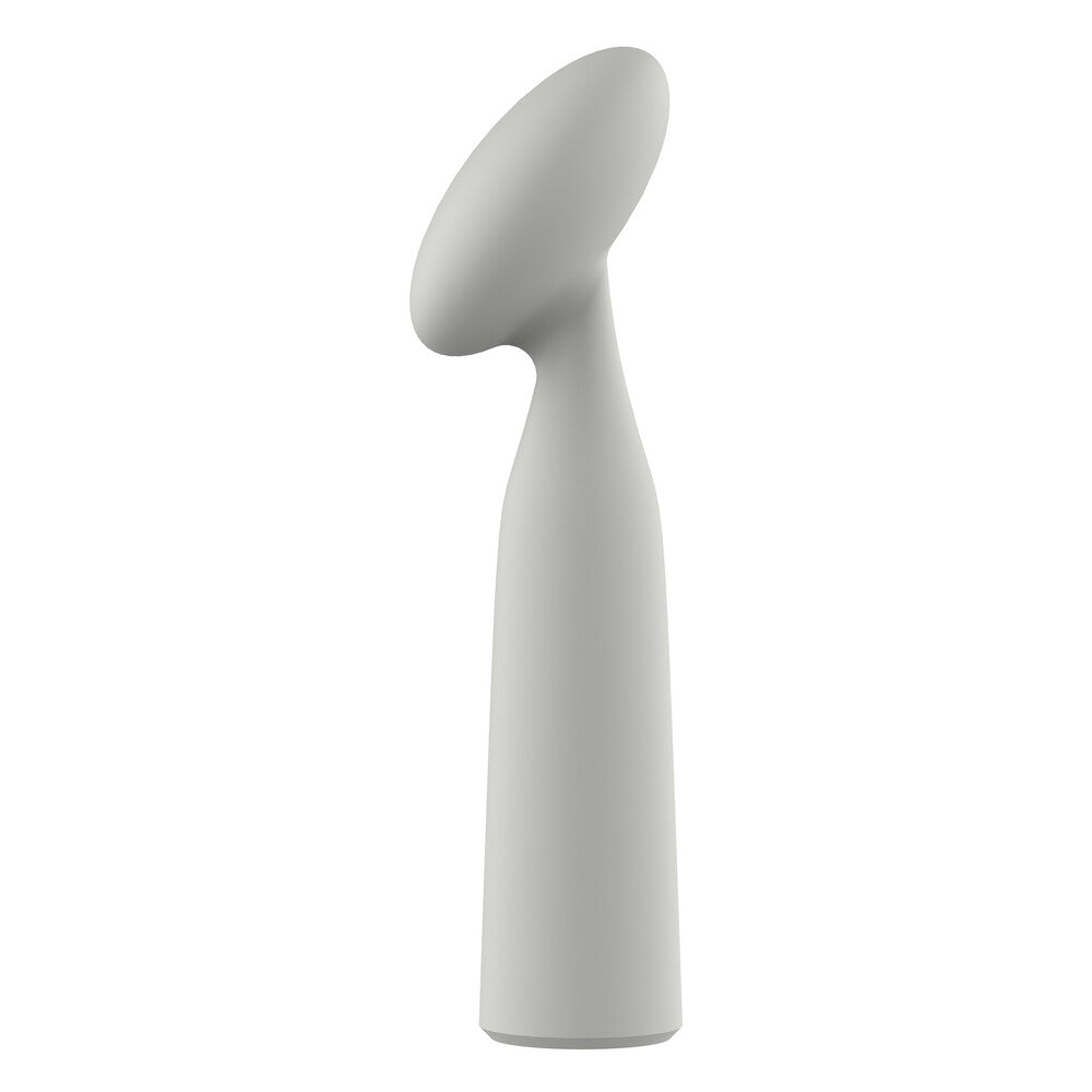 Nude-coloured mini wand vibrator, likely silicone, for personal pleasure, a petite design.