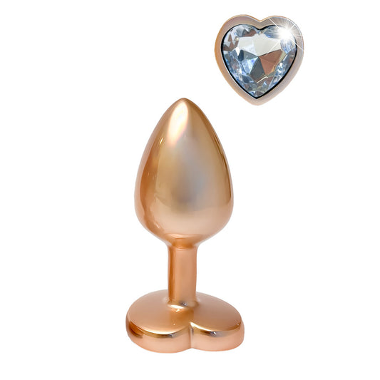 Dream Toys small gold butt plug with a lustrous pearl, a jewelled delight.