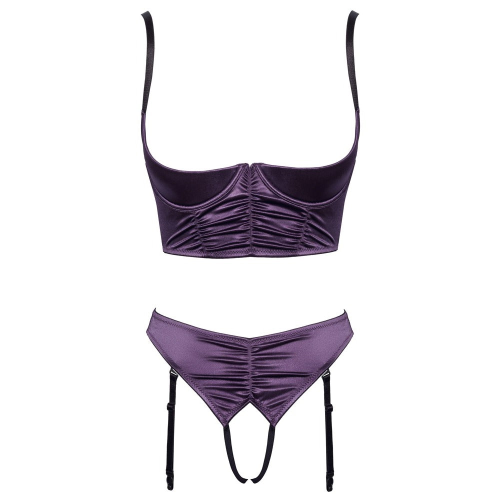 Satin quarter cup bra set in a luxe, slightly shiny finish by Cottelli Collection.