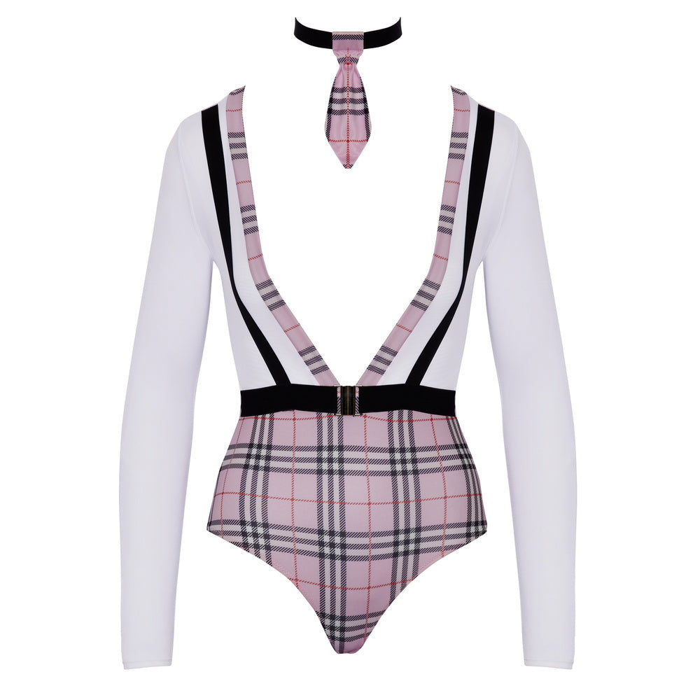 cottelli collection school girl costume in white cotton blend, a fantasy roleplay outfit