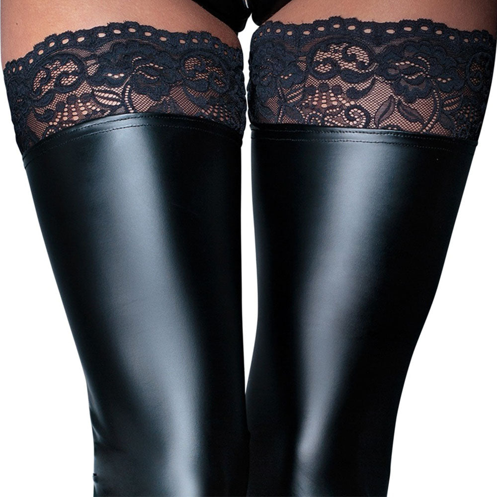 noir handmade black lace top stockings, footless design, elegant and alluring