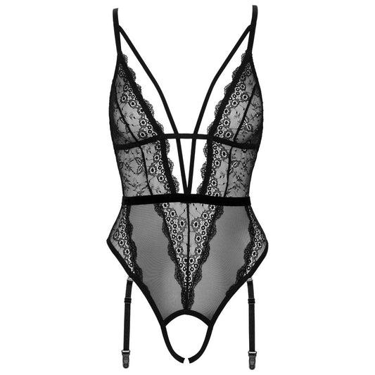 Cottelli pearl embellished sexy body, showcasing a daring crotchless design for boudoir moments.