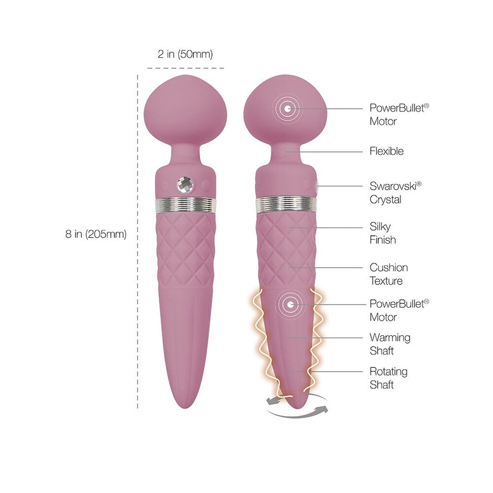 The Pillow Talk Sultray wand massager, a sleek black personal pleasure device, showcasing its ergonomic design.