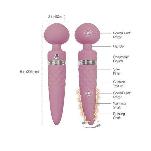 The Pillow Talk Sultray wand massager, a sleek black personal pleasure device, showcasing its ergonomic design.